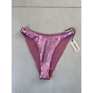 Revolve Superdown Swim Bikini Bottom Natalia Stretch Pink Metallic